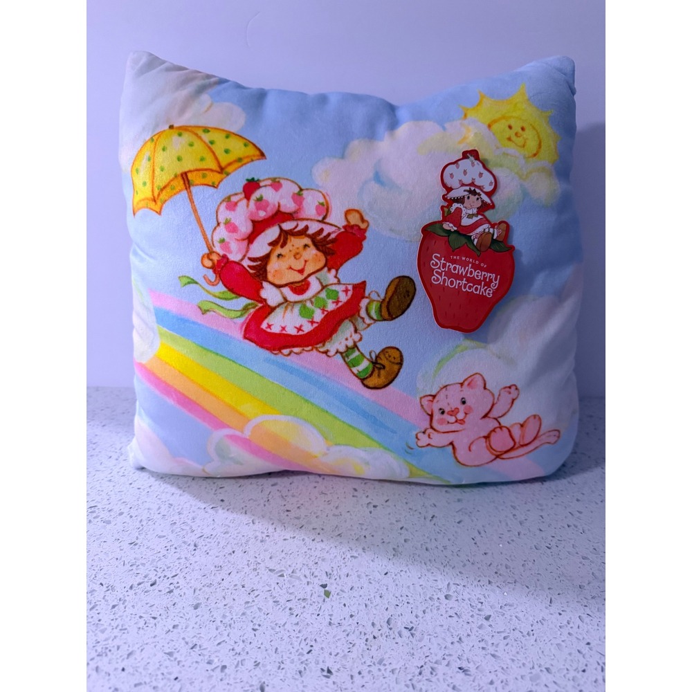Strawberry Shortcake Rainbow Plush Throw Pillow Jay Franco 14x14 New with Tags